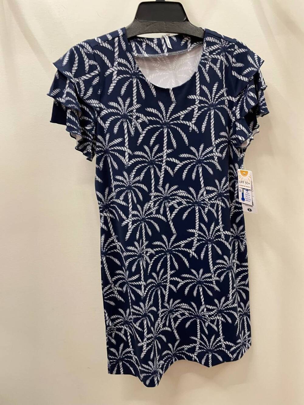 NEW LULU-B women's cha cha sleeve travel dress in navy palm